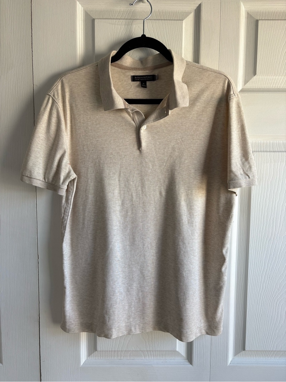 Flawed Banana Republic Luxury Touch Performance Cotton Polo Top Beige Tan M Soft